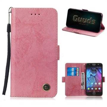 Retro Classic Leather Phone Wallet Case Cover for Motorola Moto G5S - Pink