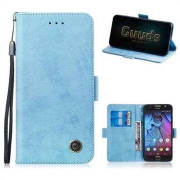 Retro Classic Leather Phone Wallet Case Cover for Motorola Moto G5S - Light Blue