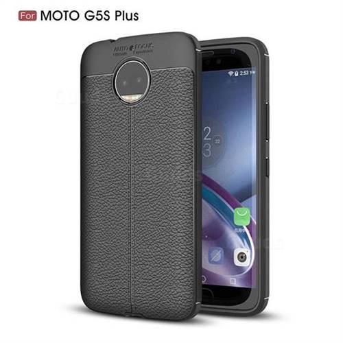 Luxury Auto Focus Litchi Texture Silicone TPU Back Cover for Motorola Moto G5S Plus - Black