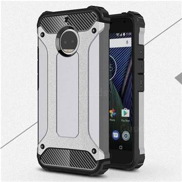 King Kong Armor Premium Shockproof Dual Layer Rugged Hard Cover for Motorola Moto G5S Plus - Silver Grey