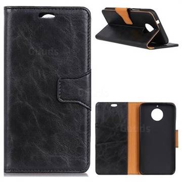 MURREN Luxury Crazy Horse PU Leather Wallet Phone Case for Motorola Moto G5S Plus - Black