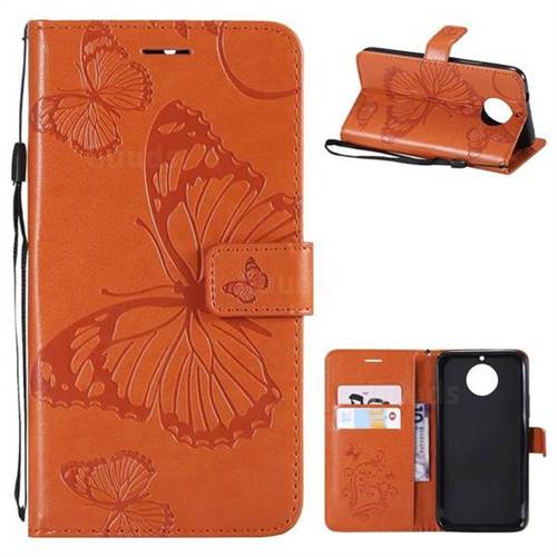 Embossing 3D Butterfly Leather Wallet Case for Motorola Moto G5S Plus - Orange