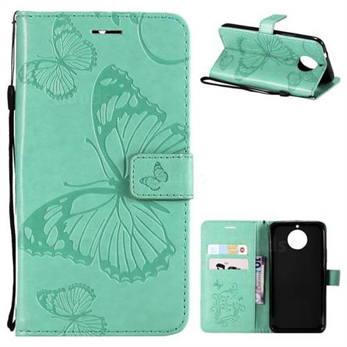 Embossing 3D Butterfly Leather Wallet Case for Motorola Moto G5S Plus - Green