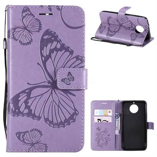 Embossing 3D Butterfly Leather Wallet Case for Motorola Moto G5S Plus - Purple