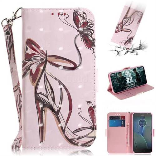 Butterfly High Heels 3D Painted Leather Wallet Phone Case for Motorola Moto G5S Plus