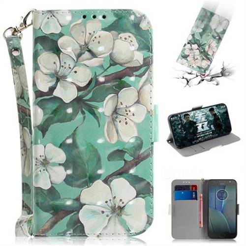 Watercolor Flower 3D Painted Leather Wallet Phone Case for Motorola Moto G5S Plus