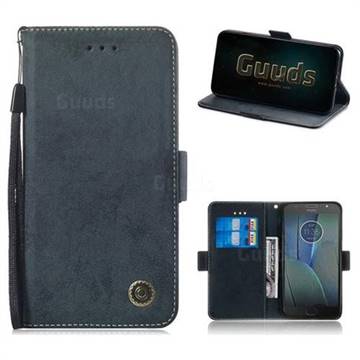 Retro Classic Leather Phone Wallet Case Cover for Motorola Moto G5S Plus - Black