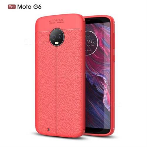 Luxury Auto Focus Litchi Texture Silicone TPU Back Cover for Motorola Moto G6 - Red
