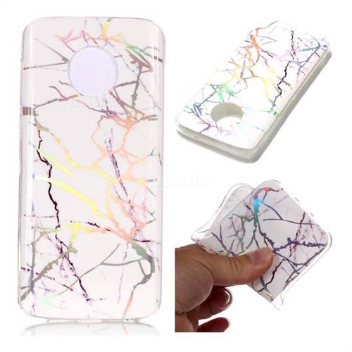Color White Marble Pattern Bright Color Laser Soft TPU Case for Motorola Moto G6