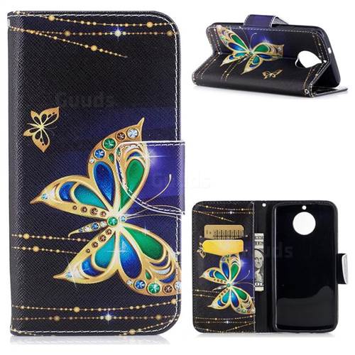 Golden Shining Butterfly Leather Wallet Case for Motorola Moto G6