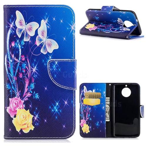 Yellow Flower Butterfly Leather Wallet Case for Motorola Moto G6