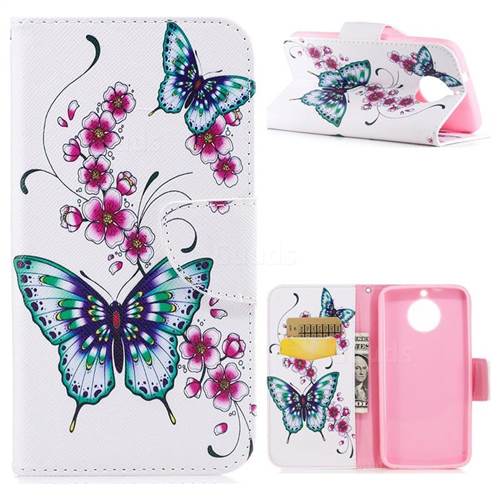 Peach Butterflies Leather Wallet Case for Motorola Moto G6