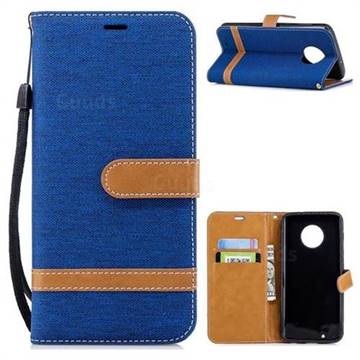 Jeans Cowboy Denim Leather Wallet Case for Motorola Moto G6 - Sapphire