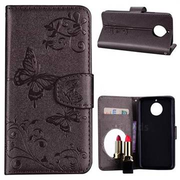 Embossing Butterfly Morning Glory Mirror Leather Wallet Case for Motorola Moto G6 - Silver Gray