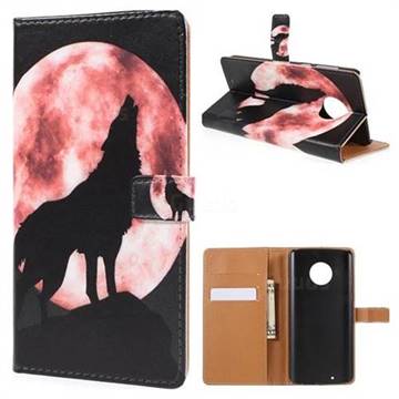 Moon Wolf Leather Wallet Case for Motorola Moto G6