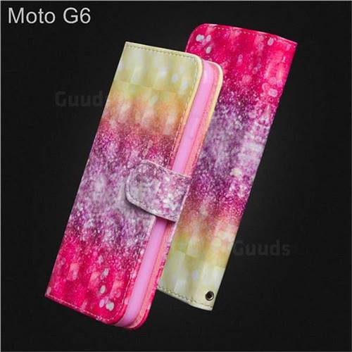 Gradient Rainbow 3D Painted Leather Wallet Case for Motorola Moto G6