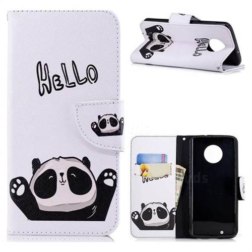 Hello Panda Leather Wallet Case for Motorola Moto G6