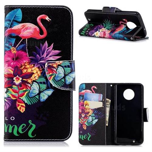 Flowers Flamingos Leather Wallet Case for Motorola Moto G6