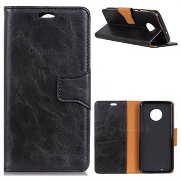 MURREN Luxury Crazy Horse PU Leather Wallet Phone Case for Motorola Moto G6 - Black