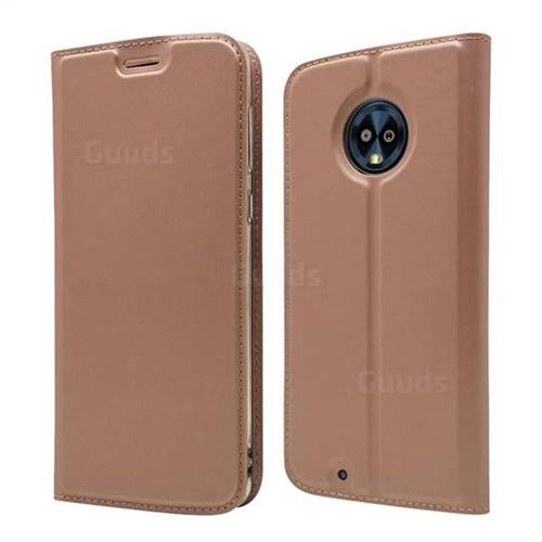 Ultra Slim Card Magnetic Automatic Suction Leather Wallet Case for Motorola Moto G6 - Rose Gold