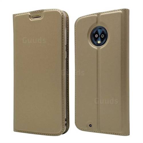 Ultra Slim Card Magnetic Automatic Suction Leather Wallet Case for Motorola Moto G6 - Champagne