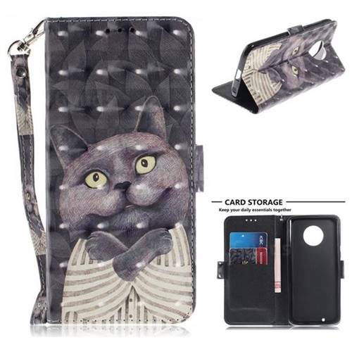 Cat Embrace 3D Painted Leather Wallet Phone Case for Motorola Moto G6