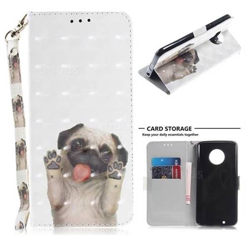 Pug Dog 3D Painted Leather Wallet Phone Case for Motorola Moto G6