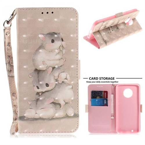 Three Squirrels 3D Painted Leather Wallet Phone Case for Motorola Moto G6