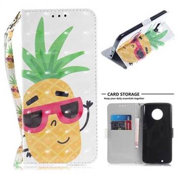 Pineapple Glasses 3D Painted Leather Wallet Phone Case for Motorola Moto G6
