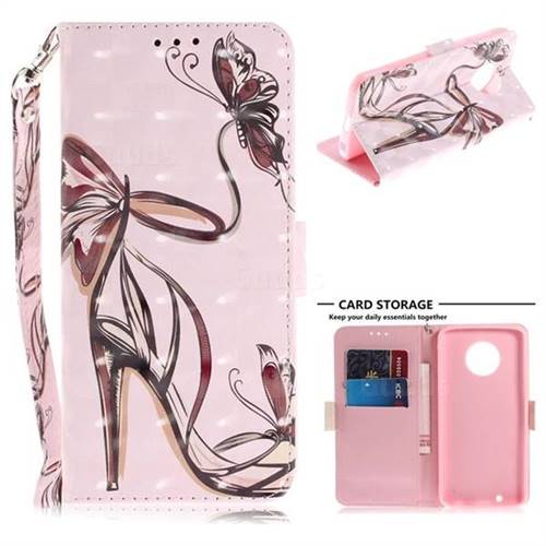 Butterfly High Heels 3D Painted Leather Wallet Phone Case for Motorola Moto G6