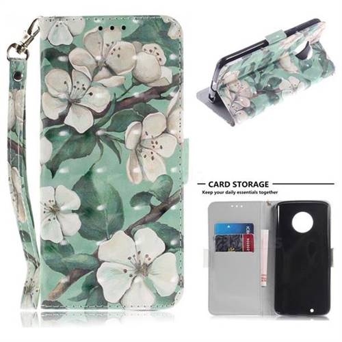 Watercolor Flower 3D Painted Leather Wallet Phone Case for Motorola Moto G6