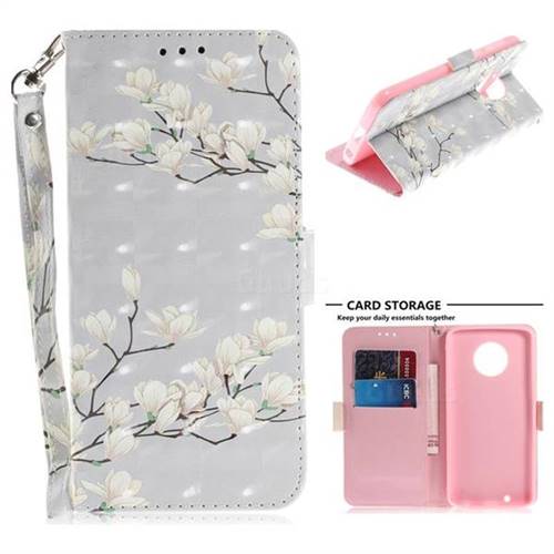 Magnolia Flower 3D Painted Leather Wallet Phone Case for Motorola Moto G6