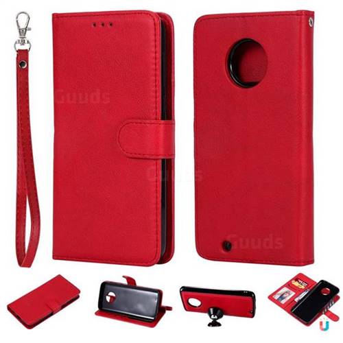 Retro Greek Detachable Magnetic PU Leather Wallet Phone Case for Motorola Moto G6 - Red