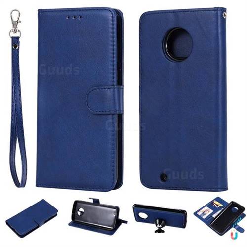 Retro Greek Detachable Magnetic PU Leather Wallet Phone Case for Motorola Moto G6 - Blue
