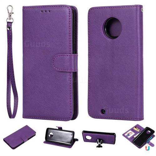 Retro Greek Detachable Magnetic PU Leather Wallet Phone Case for Motorola Moto G6 - Purple