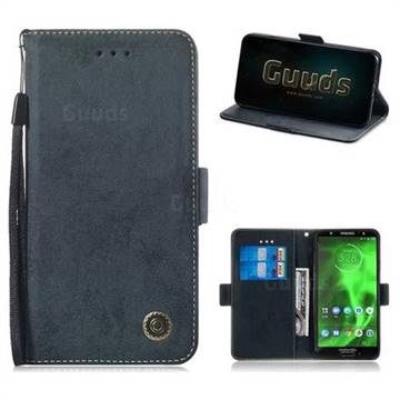 Retro Classic Leather Phone Wallet Case Cover for Motorola Moto G6 - Black