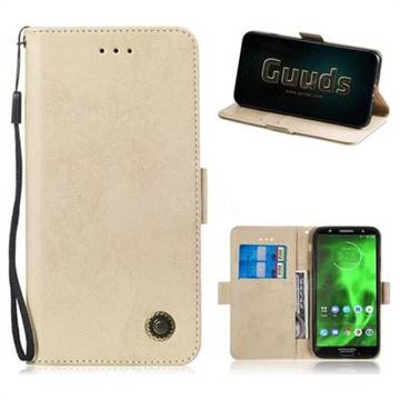 Retro Classic Leather Phone Wallet Case Cover for Motorola Moto G6 - Golden