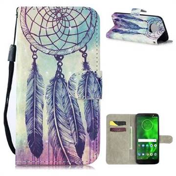 Feather Wind Chimes 3D Painted Leather Wallet Phone Case for Motorola Moto G6