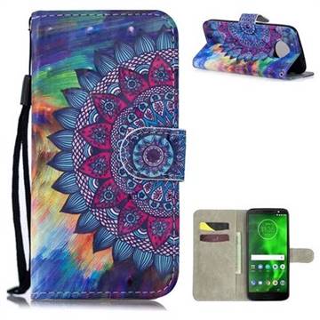 Oil Painting Mandala 3D Painted Leather Wallet Phone Case for Motorola Moto G6