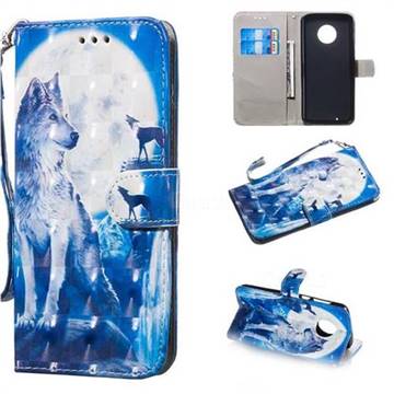 Ice Wolf 3D Painted Leather Wallet Phone Case for Motorola Moto G6