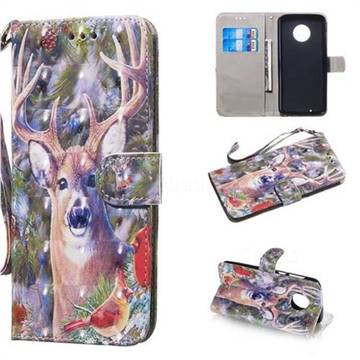 Elk Deer 3D Painted Leather Wallet Phone Case for Motorola Moto G6