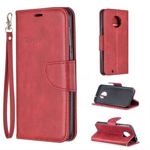 Classic Sheepskin PU Leather Phone Wallet Case for Motorola Moto G6 - Red