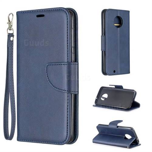 Classic Sheepskin PU Leather Phone Wallet Case for Motorola Moto G6 - Blue