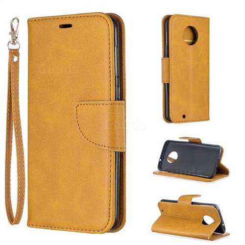 Classic Sheepskin PU Leather Phone Wallet Case for Motorola Moto G6 - Yellow