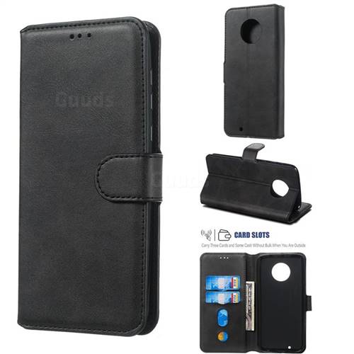 Retro Calf Matte Leather Wallet Phone Case for Motorola Moto G6 - Black