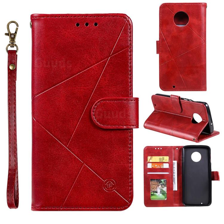 Embossing Geometric Leather Wallet Case for Motorola Moto G6 - Red