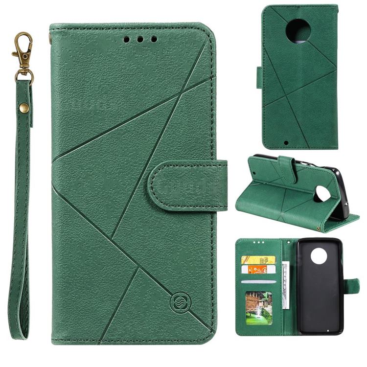 Embossing Geometric Leather Wallet Case for Motorola Moto G6 - Green