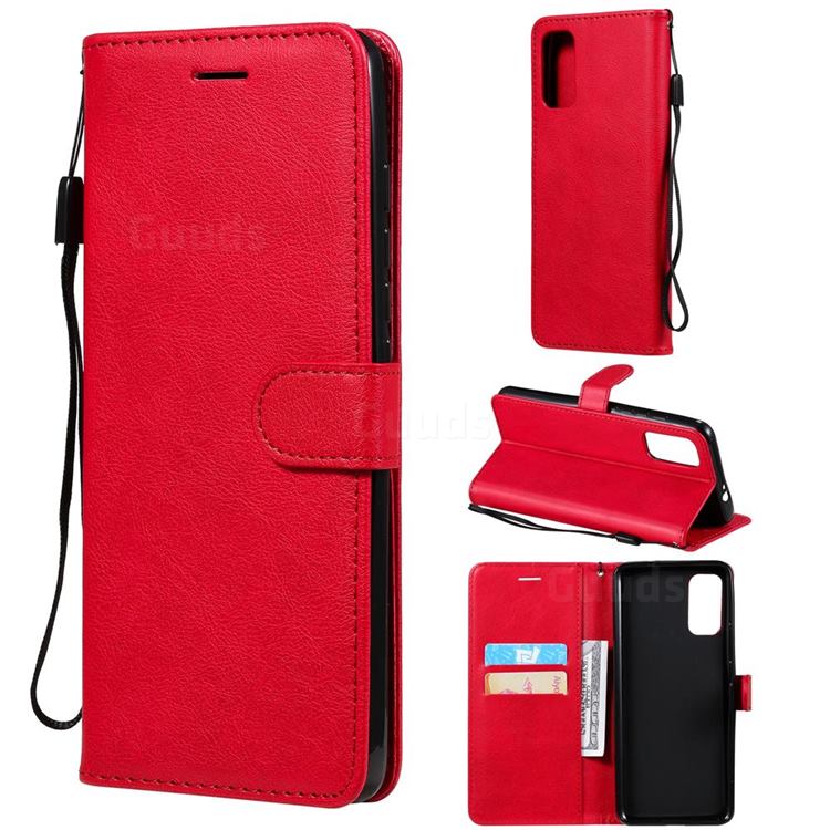 Retro Greek Classic Smooth PU Leather Wallet Phone Case for Motorola Moto G60 - Red