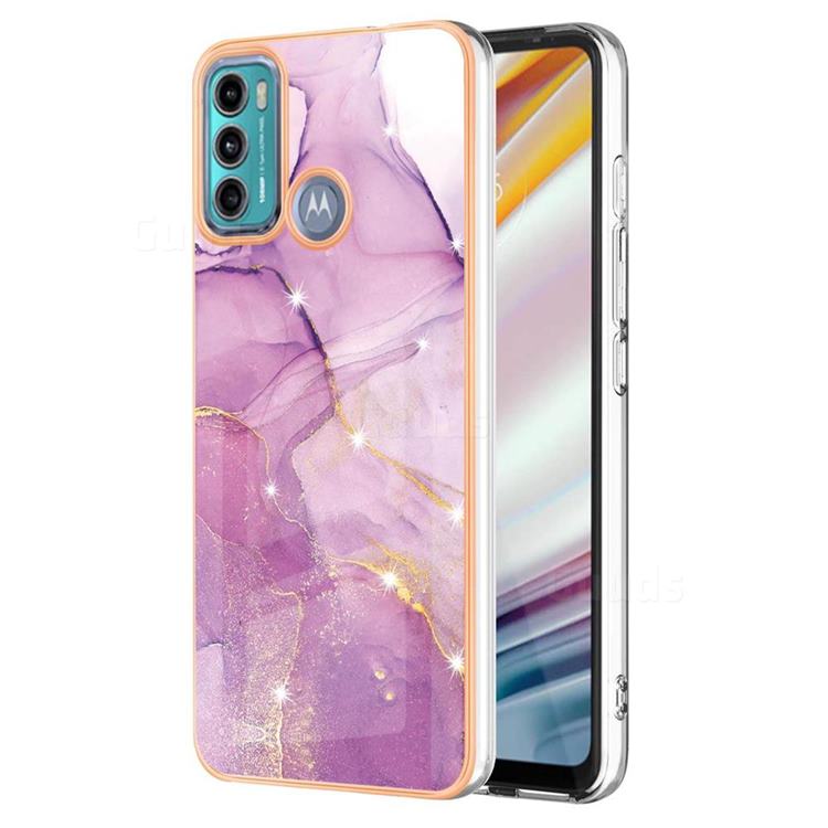 Dream Violet Electroplated Gold Frame 2.0 Thickness Plating Marble IMD Soft Back Cover for Motorola Moto G60
