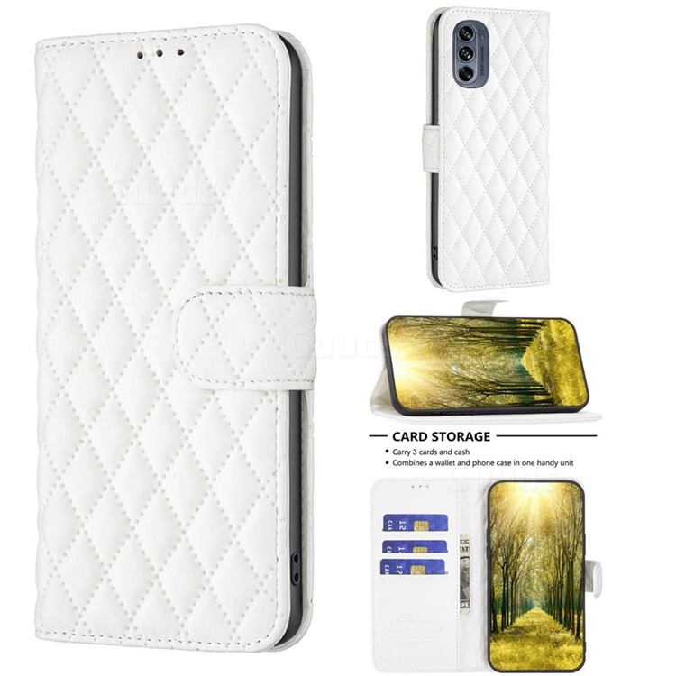 Binfen Color BF-14 Fragrance Protective Wallet Flip Cover for Motorola Moto G62 5G - White